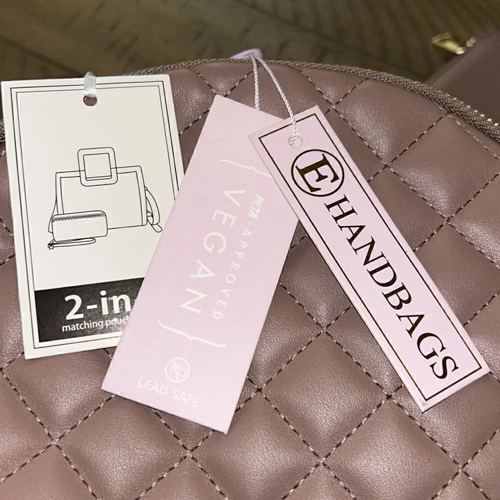 NWT Vegan 🌱 Quilted Backpack 🎒 & Wallet Set Adjustable straps Dusty Rose 🌹